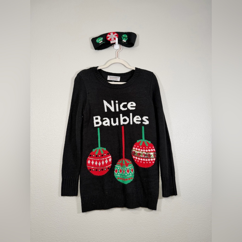Ugly Sweater Christmas Holiday Sparkle Ornament Headband Ear Warmer Women Medium